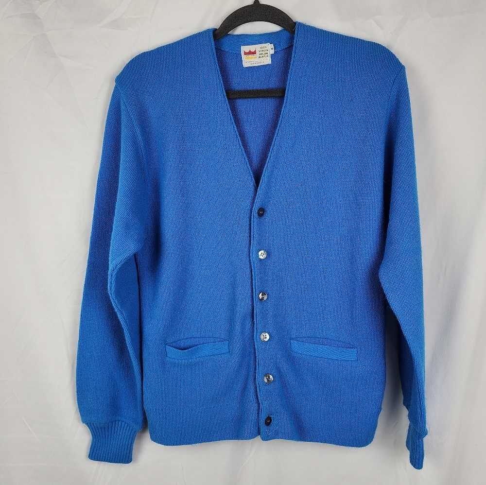 Grant Crest Vintage Preppy Career Button-Up Light V-Neck Knit Cardigan sz M